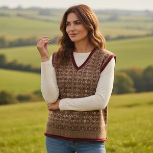 Bleu Café Fair Isle Knit Sweater Vest (Made in Italy) Eclectic Grandpa